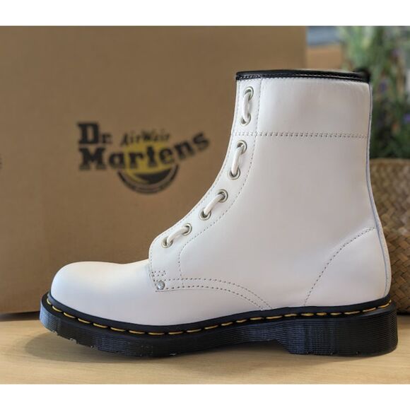 Dr. Martens 1460 Women's Twin Zip White Sendal Leather Combat Boots UK 8 NIB - Picture 9 of 15